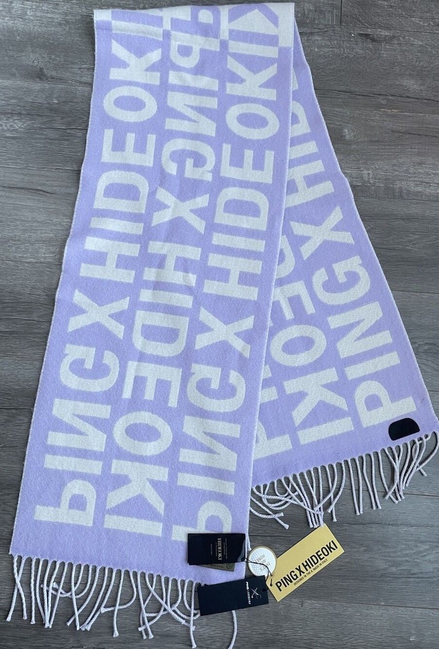 NWT'S PING x HIDEOKI Big Name Big Game Virgin Wool Scarf Made in Italy